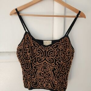 Black and Gold Beaded Women's Top